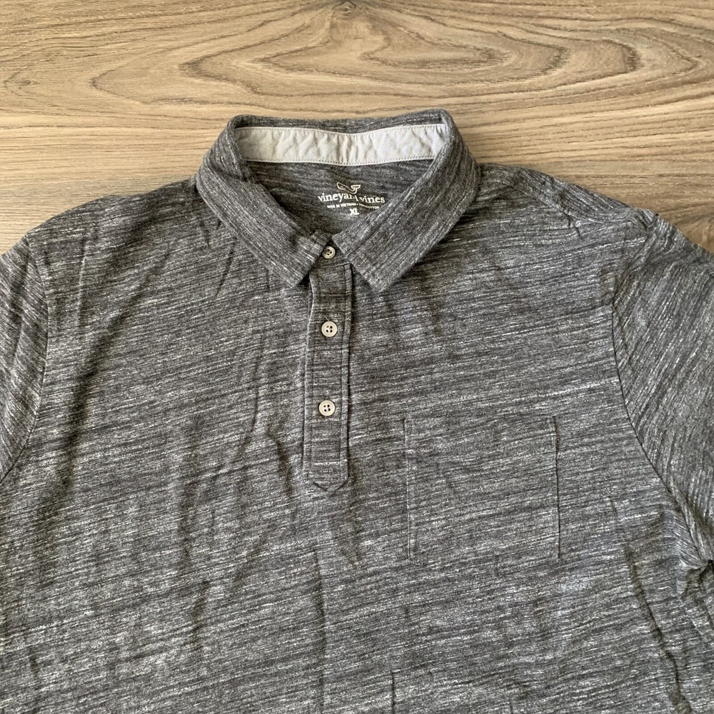 Vineyard Vines Polo Shirt Mens Extra Large Gray Cotton Short Sleeve Casual XL